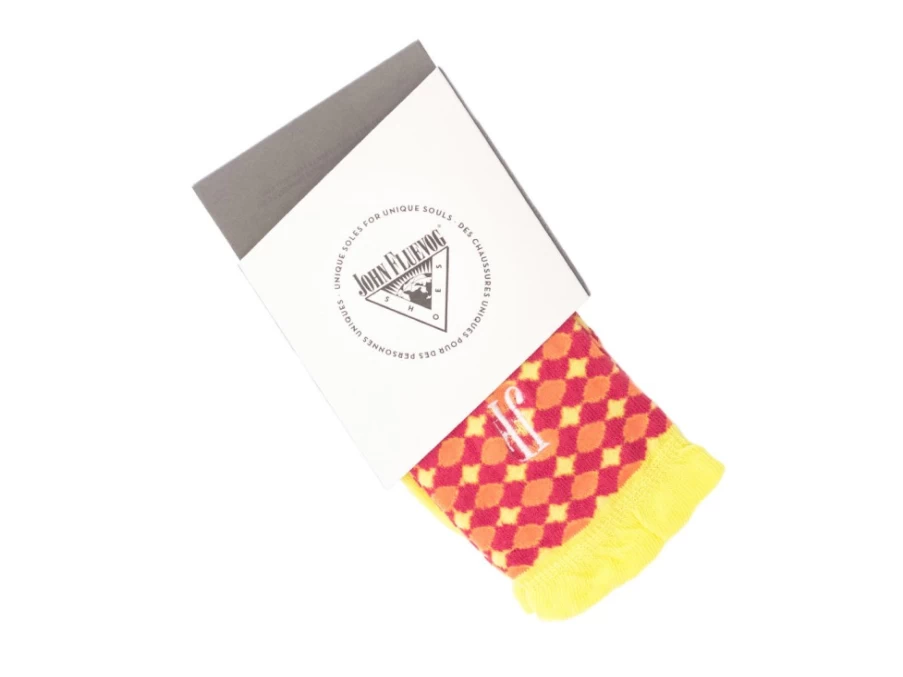 Fluevog Shoes Adeline Vog Socks - Pink & Yellow Floral Pattern Socks for Women
