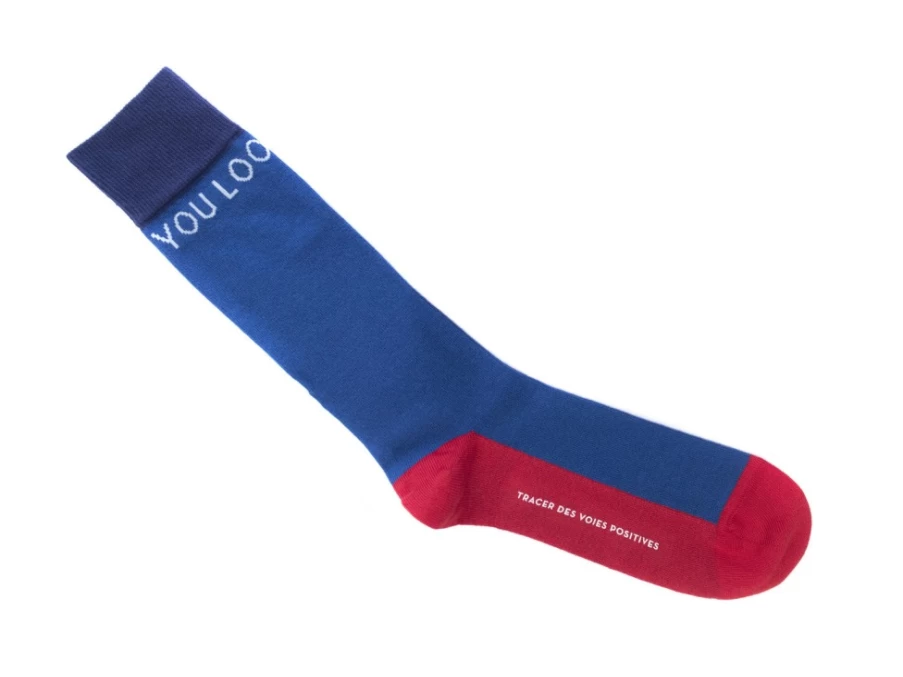 "Fluevog Shoes Blue Vog Socks | Contrast Crew Socks for Style & Comfort"