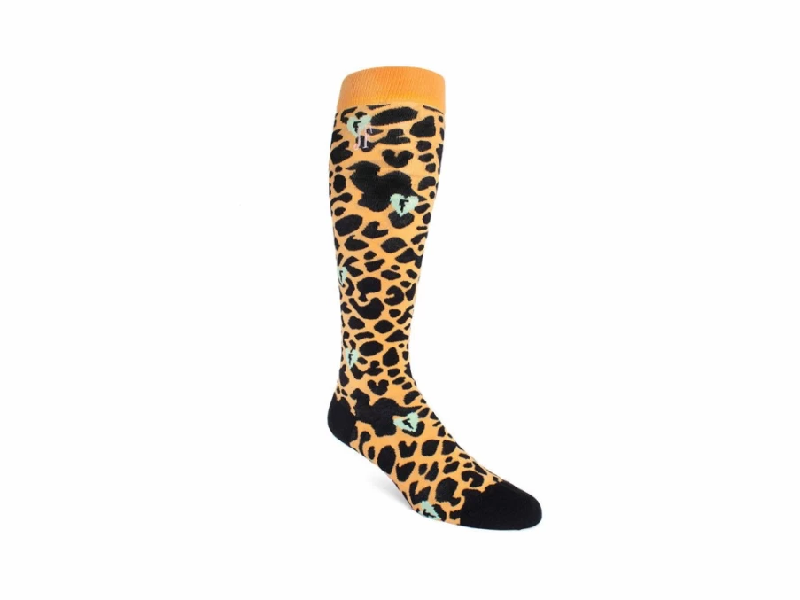 Fluevog Pippin Vog Knee High Socks - Orange & Black Striped Pattern Socks for Women & Men