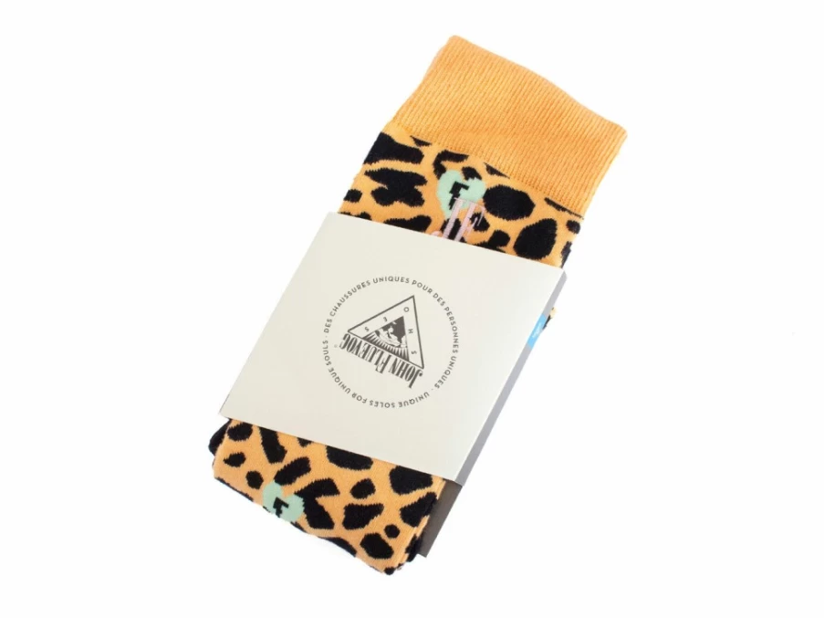 Fluevog Pippin Vog Knee High Socks - Orange & Black Striped Pattern Socks for Women & Men