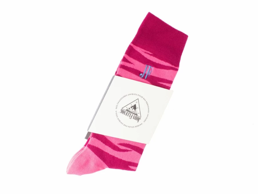 Fluevog Shoes Sargent Vog Socks - Burgundy/Fuschia Zebra Pattern Socks for Men & Women