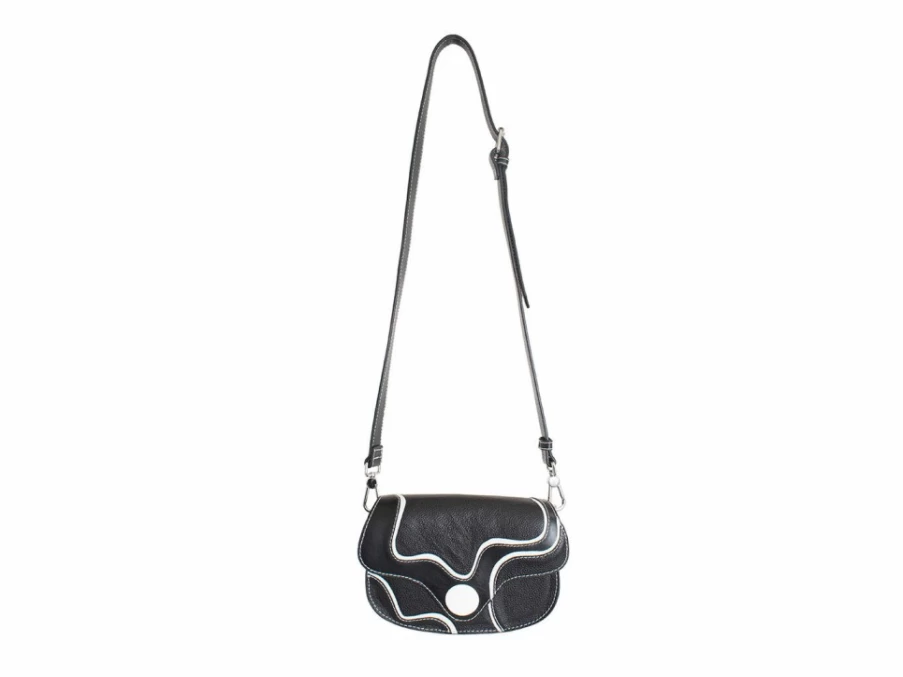 Fluevog Shoes Rosanna Black/White Leather Shoulder Bag for Women