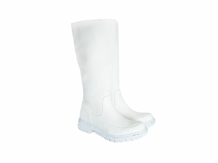Fluevog Shoes Samedi White Tall Zip-Up Boots for Women | Waterproof Winter Boots