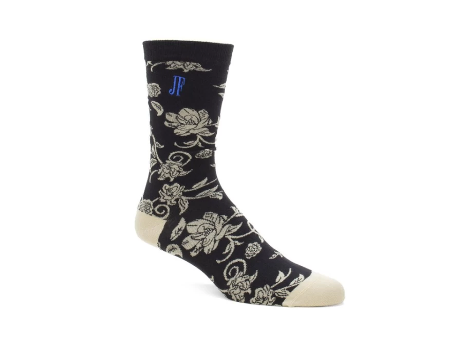 Fluevog Shoes Custom Floral Socks for Women - Black Vog Socks | Unique Handcrafted Design