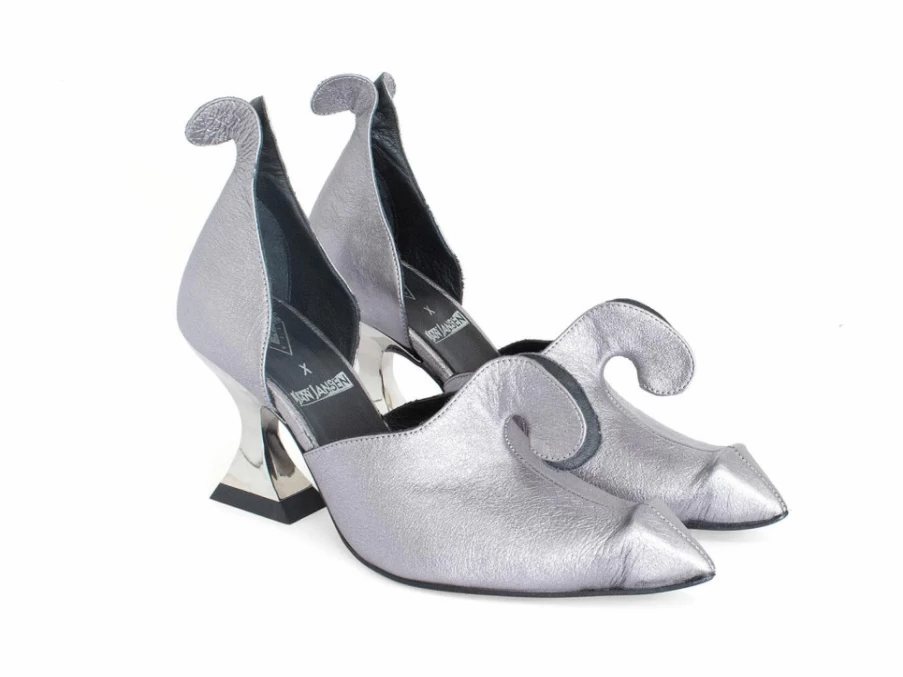 Fluevog Shoes Jan Jansen Metallic D'Orsay Pump in Silver | Elegant Women's Heels