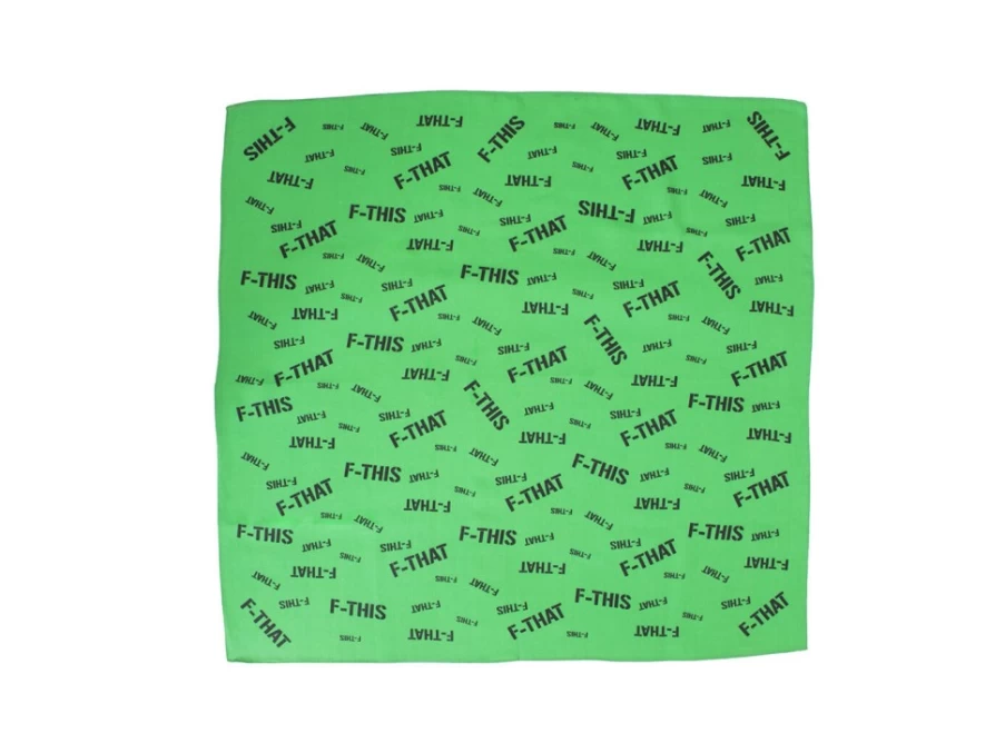 Fluevog Green/Black Wool and Silk Bandana Scarf – Stylish Headscarf for Men and Women