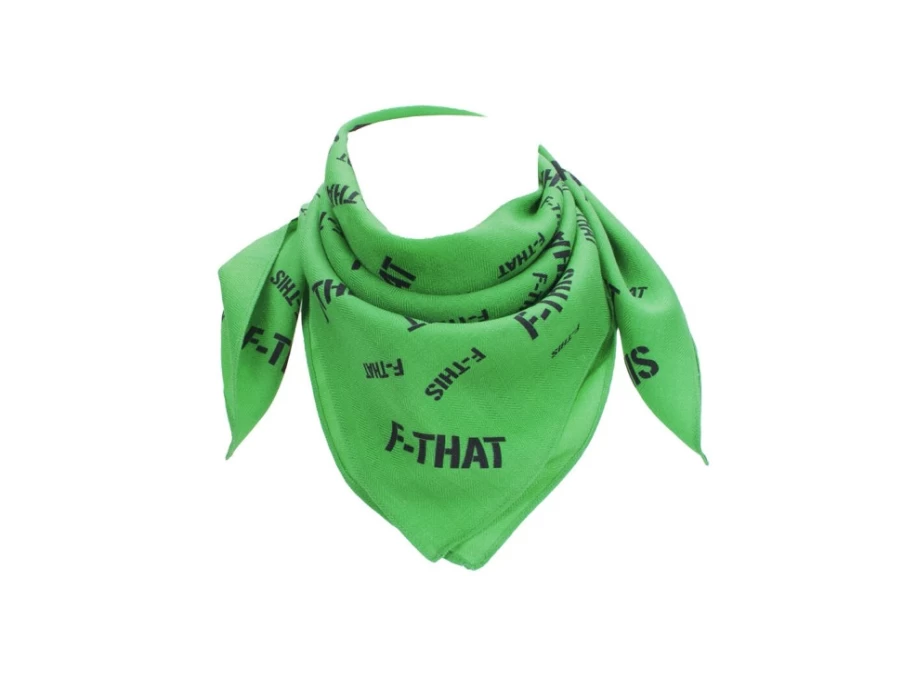 Fluevog Green/Black Wool and Silk Bandana Scarf – Stylish Headscarf for Men and Women