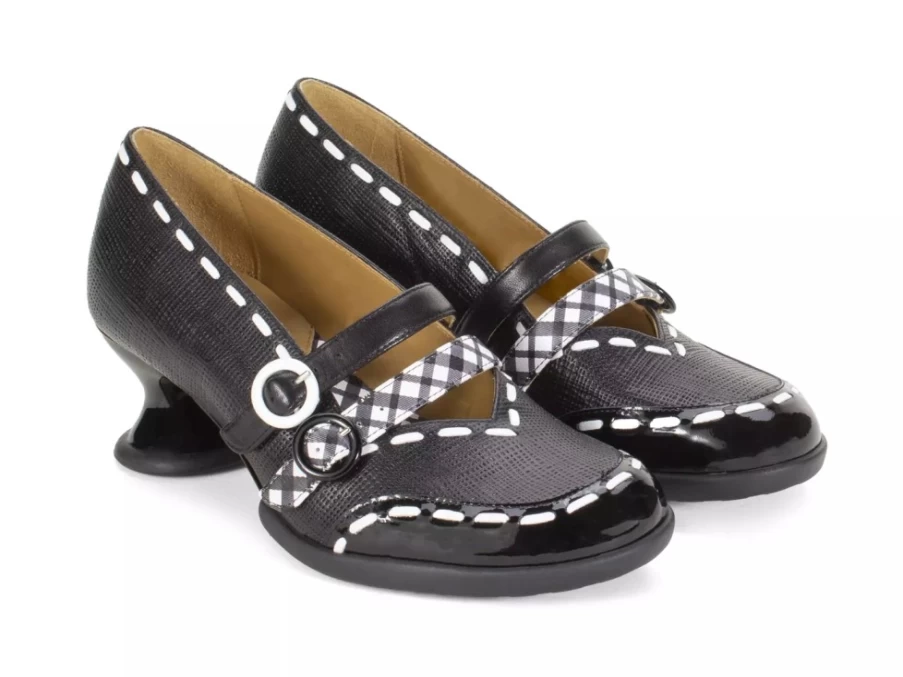 Fluevog Shoes Black/White Double-Strap Mary Jane | Decisive Style Women's Footwear
