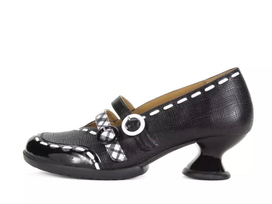 Fluevog Shoes Black/White Double-Strap Mary Jane | Decisive Style Women's Footwear