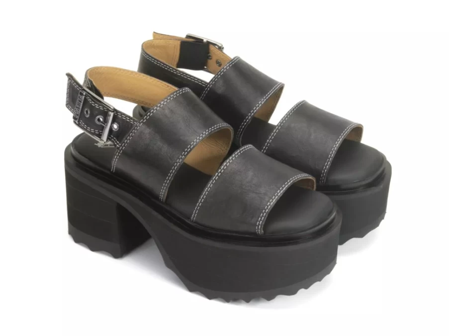 Fluevog Shoes Razzle Black Platform Sandals for Women
