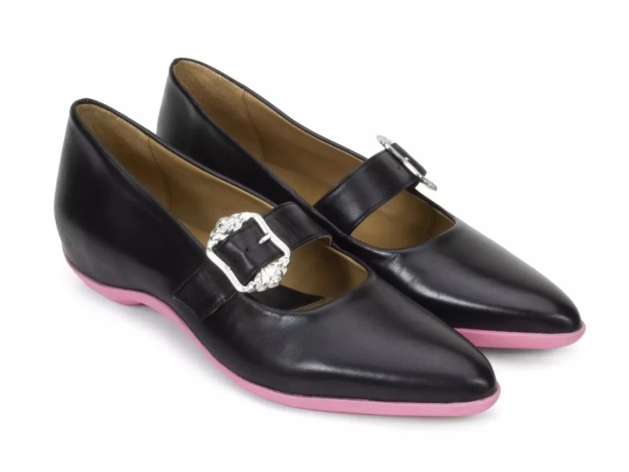Fluevog Zeal Sleek Mary Jane Shoes for Women - Black/Pink Elegant Comfortable Heels