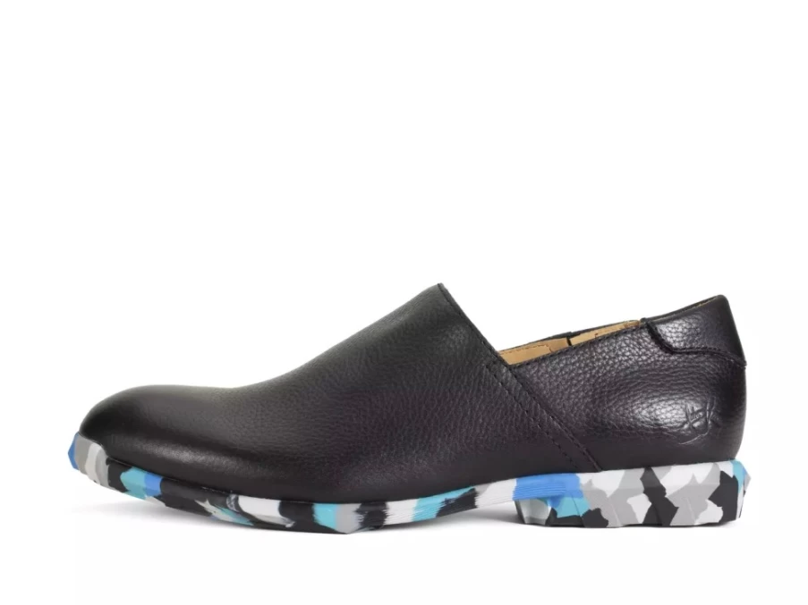 Fluevog Equinox Black Leather Slip-On Shoes for Men/Women | Comfortable & Stylish Loafers