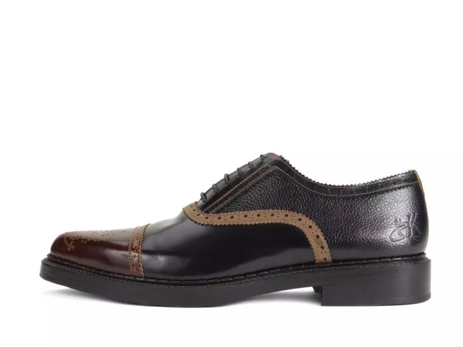 Fluevog Shoes Edda Modern Brogue Oxford in Black & Brown – Classic Wingtip Design for Men & Women
